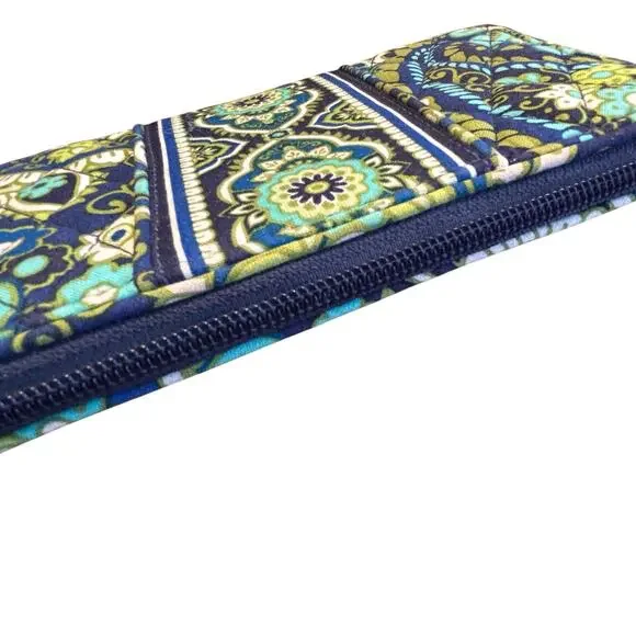 Vera Bradley zip around wallet accordion interior zipper coin pocket blue green - Picture 4 of 7